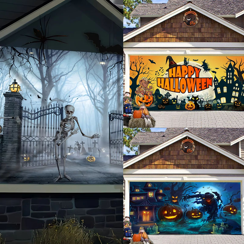 No Power Halloween Garage Door - đánh giá và giá Outdoor Power Garage