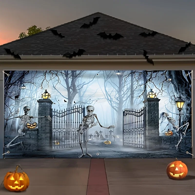 No Power Halloween Garage Door - đánh giá và giá Outdoor Power Garage