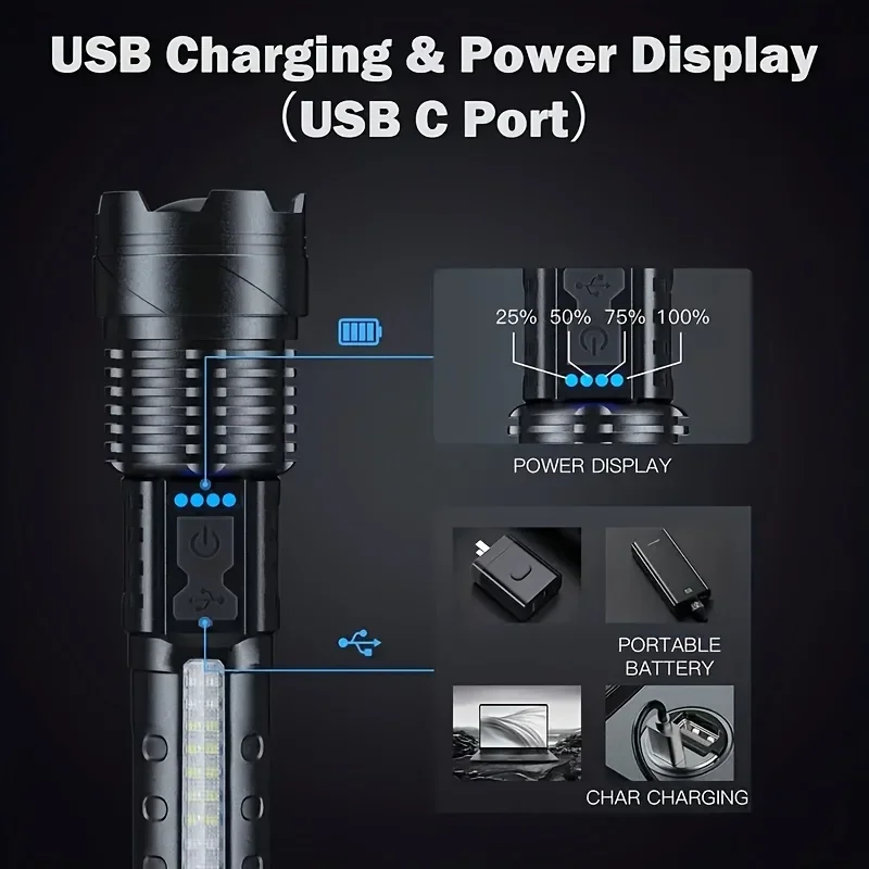 Powerful LED Flashlight Batter - đánh giá và giá Outdoor Power Usb